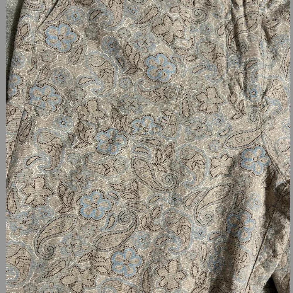 Christopher & Banks Tan Floral/Paisley Linen Blend Capris Women's Size 10 - Picture 4 of 9